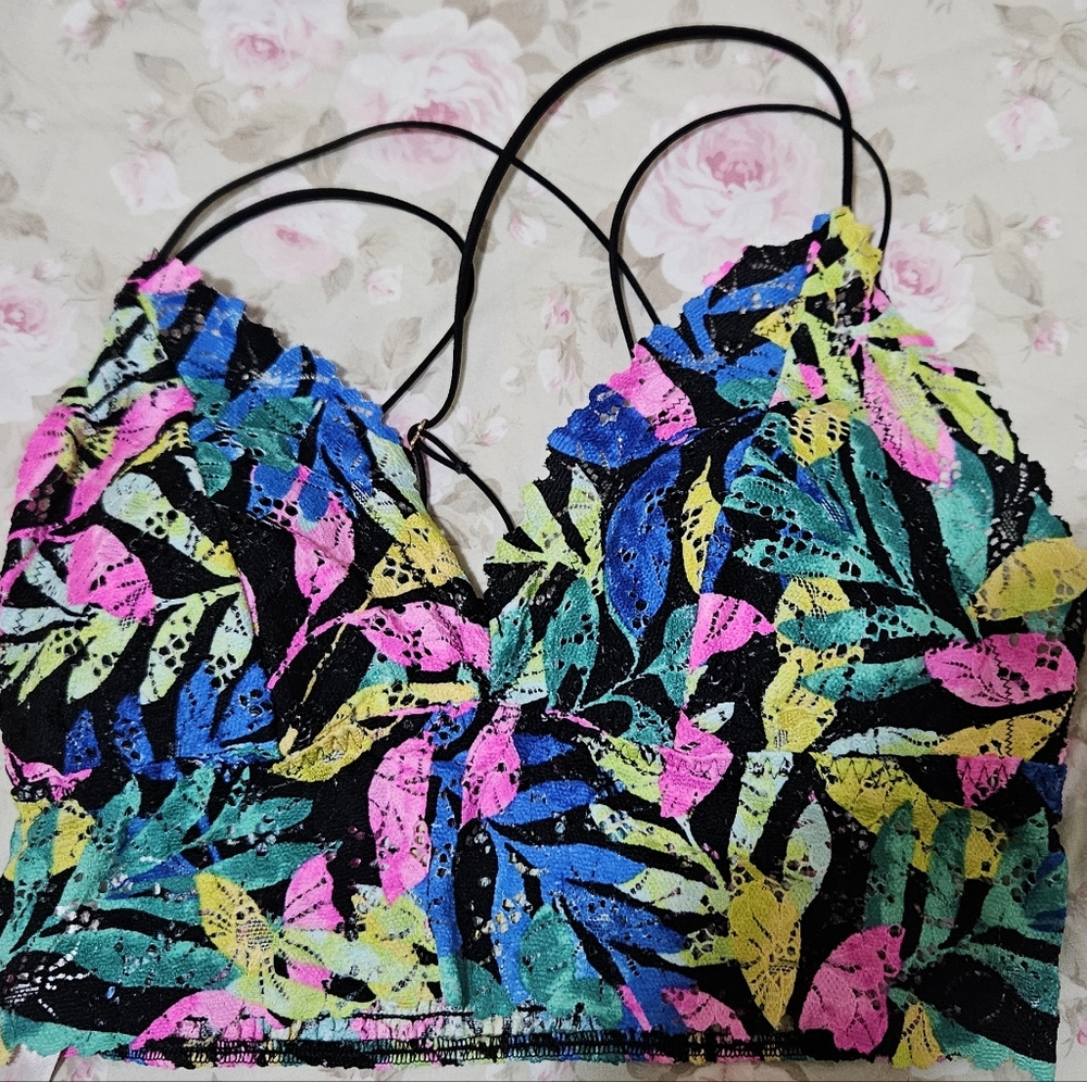 Victoria's Secret Pink Multicolor Tropical Lace Bralette